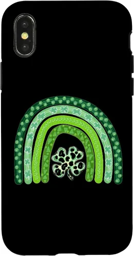 Vista 4 de Funda para iPhone 15, diseño de trébol de cuatro hojas, diseño de leopardo, arco iris, día de San Patricio, para niños