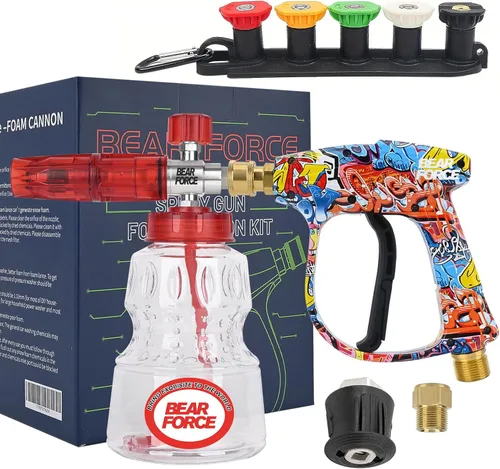Vista 6 de Pistola de lavadora de alta presión Bear Force 3000 PSI máximo, pistola de lavadora corta M22-14mm con conector rápido de 1/4 pulgada, compatible