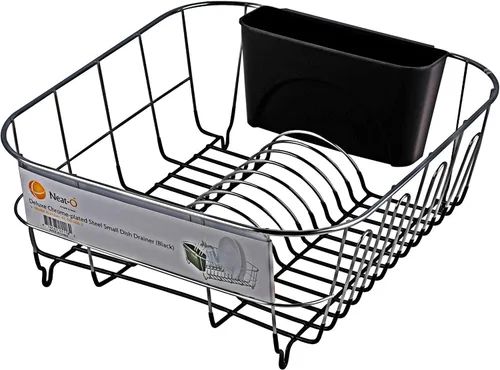 Vista 8 de Escurreplatos de platos pequeño de acero cromado de lujo (negro)