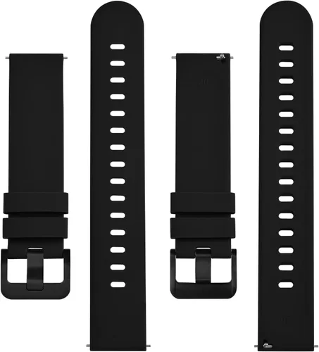 Vista 3 de BISONSTRAP Correas de reloj de silicona, correas de reloj delgadas con liberación rápida, 0.787 in, negro con hebilla negra