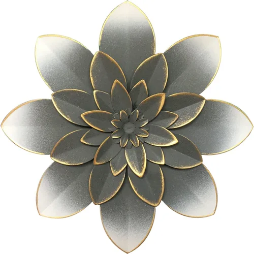 Vista 16 de Decoración artística de pared de flores de metal azul, escultura floral rústica moderna de 9.5 pulgadas, decoración desgastada para colgar