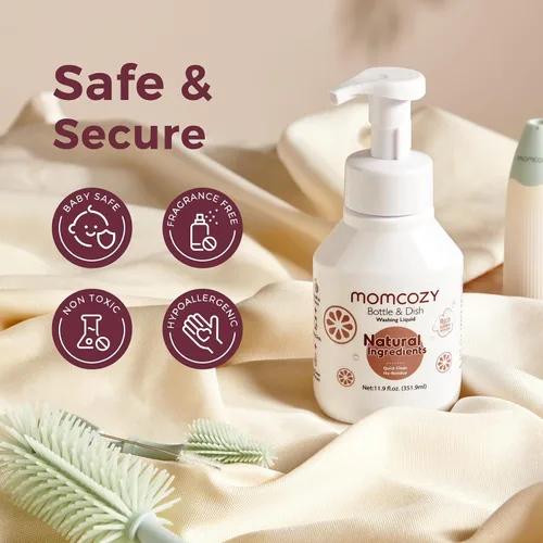 Vista 9 de Momcozy Kit de cepillos para botellas Pink & Momcozy - Líquido de limpieza para cepillos de botellas