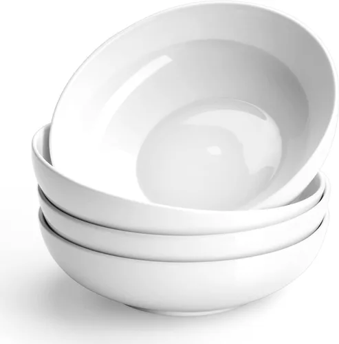 Vista 8 de Tazones para pasta, cuencos de sopa de ensalada blanca de 22 onzas, cuencos grandes para pasta, platos de pasta de porcelana, cuencos anchos y poco