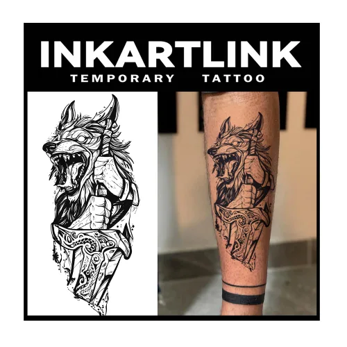 Vista 12 de INKARTLINK Tattoo Tech, 2 hojas de tatuaje semipermanente mediano, tatuajes temporales de diseño artístico para adultos, dura 1-2 semanas
