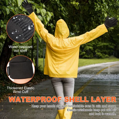 Vista 3 de Guantes de ciclismo de invierno para hombres y mujeres guantes térmicos impermeables con pantalla táctil y palma antideslizante, guantes ligeros