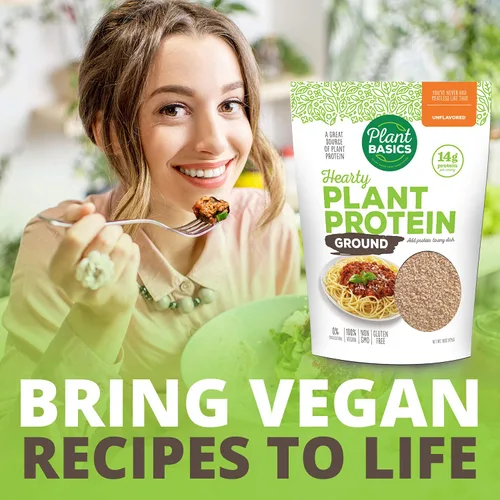 Vista 6 de Plant Basics - Proteína vegetal abundante, molida sin sabor, 1 libra, condimento a base de plantas, al igual que el pollo, 2 onzas, sin OMG, sin