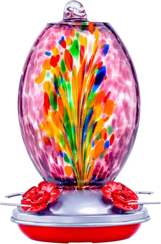 Vista 9 de Muse Garden Comedero de vidrio para colibríes para exteriores, comedero de colibríes de vidrio soplado de 27 onzas, regalo único para mamá, mujeres