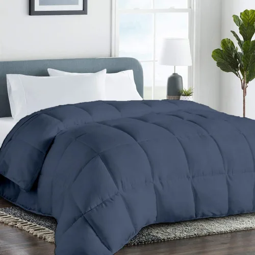 Vista 18 de Edredón de algodón alternativo hipoalergénico para todas las estaciones, ultra suave, relleno 750, tamaño individual XL, mide 68 x 92 pulgadas, Negro