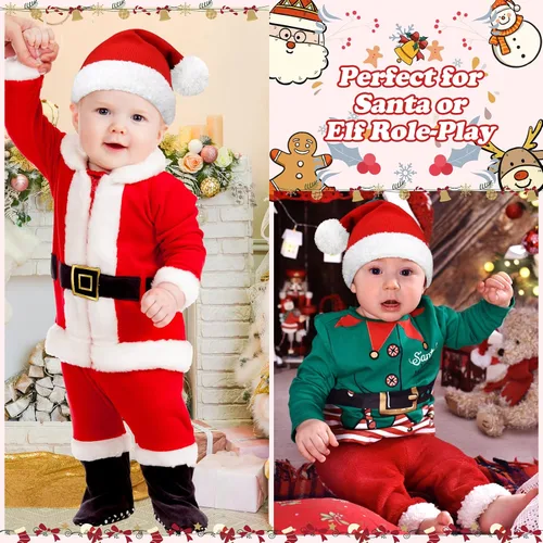Vista 3 de Sombrero de Papá Noel para bebé, gorro de Navidad para bebé, gorro de Navidad para recién nacido, disfraz de Papá Noel para bebé