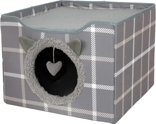Vista 12 de Kitty City Muebles de cubo para gatos de interior, cubo gris