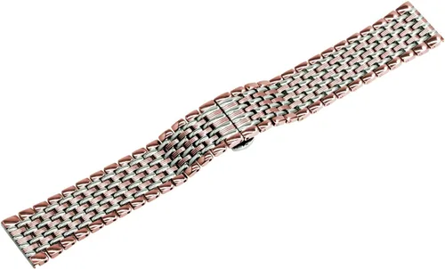 Vista 2 de Correa de reloj de metal de dos tonos con grabados cónicos de acero inoxidable para hombres y mujeres de 0.709 in, 0.787 in, 0.866 in, color negro