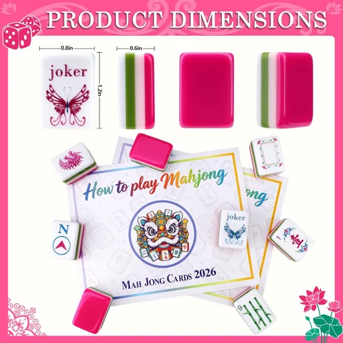 Vista 2 de American Mahjong - Juego de azulejos para adultos, principiantes Rosa intenso