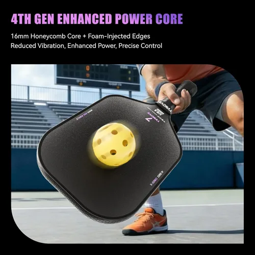 Vista 7 de YVmove USAPA Approved T800 Carbon Fiber Pickleball Paddle with 16mm Dynamic Core, Premium Pickle Ball Thermoformed Unibody, Elongated