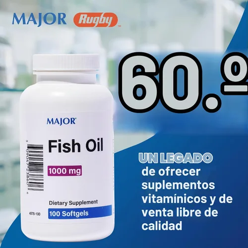 Vista 6 de MAJOR Aceite de pescado Omega-3 - Suplemento de aceite de pescado 1000 mg - 100 cápsulas blandas (paquete de 1)