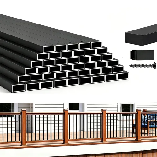 Vista 13 de HZIU Paquete de 50 balaustres de cubierta de 26" x 1", balaustre de escalera, diámetro de husillo de cubierta de metal negro y barandilla