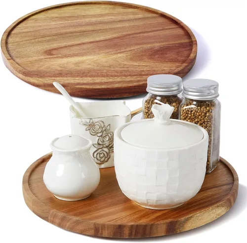 Vista 11 de Organizadores Lazy Susan de Madera de Acacia de 10 Pulgadas, ACIAZAAZ Lazy Susan Giratorio para Gabinete, Giratorio de Cocina para Almacenamiento
