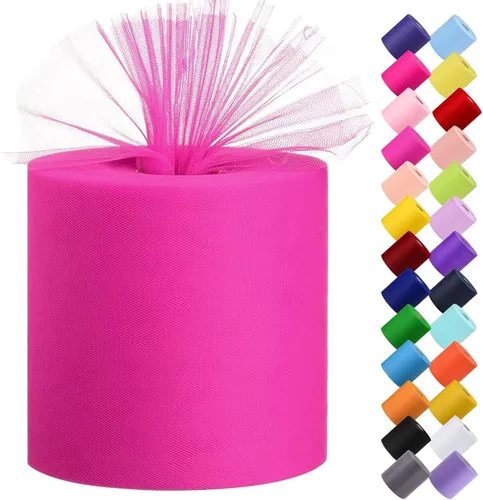 Vista 20 de Rollo de tela de tul, 6 pulgadas por 200 yardas (600 pies), carrete de tela de organza de tul para bricolaje, falda tutú, decoración de baby shower