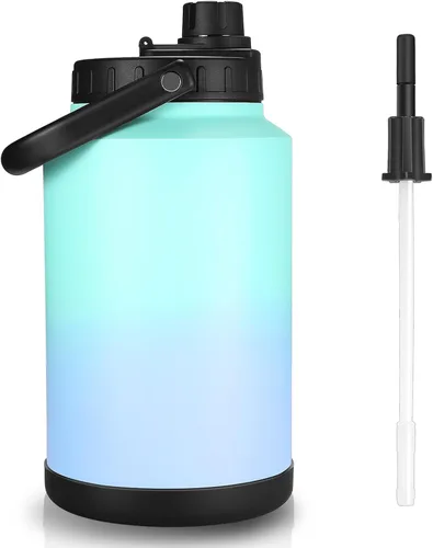 Vista 12 de Sursip Jarra de agua aislada de 1 galón, botella de agua grande de acero 128oz verde militar