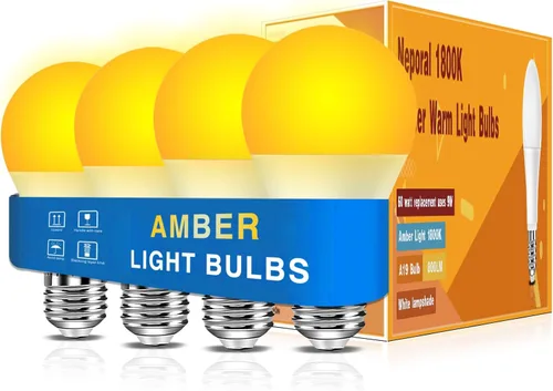 Vista 21 de Bombillas LED Neporal de 3 W 625 nm de color rojo para dormir, 100% de bloqueo de luz azul, luz nocturna roja para promover la melatonina, bombilla