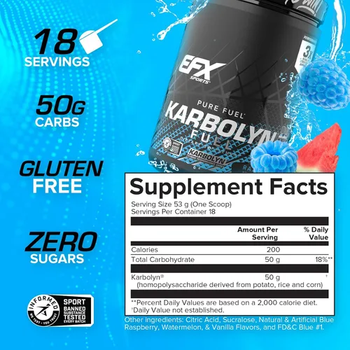 Vista 3 de EFX Sports Karbolyn Fuel Polvo de carbohidratos de absorción rápida Carga de carbohidratos, energía sostenida, recuperación rápida Sin