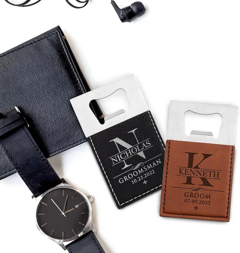 Vista 6 de Juego de 3 – Regalos de padrinos de boda, abrebotellas personalizados para padrino de boda, padrino, novio, personalizado con nombre – título