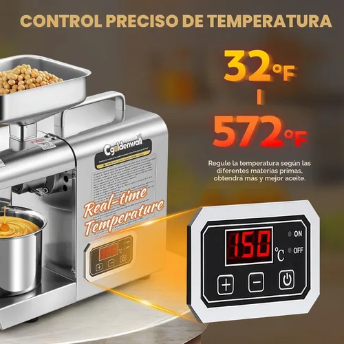 Vista 3 de CGOLDENWALL Máquina de Prensa de Aceite, Prensa Automática de Aceite, Extractor de Aceite de 1000W para Prensado en Frío y Caliente, Extractor