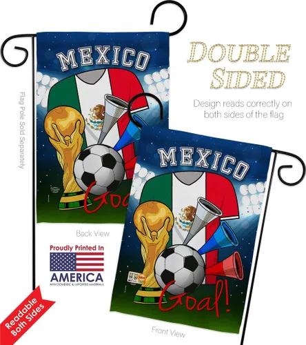 Vista 5 de HG192101 World Cup México Fútbol Intereses Deportes Impresiones Decorativas Casa Vertical 28" X 40" Jardín 13" 18.5" Doble Cara Bandera Impreso
