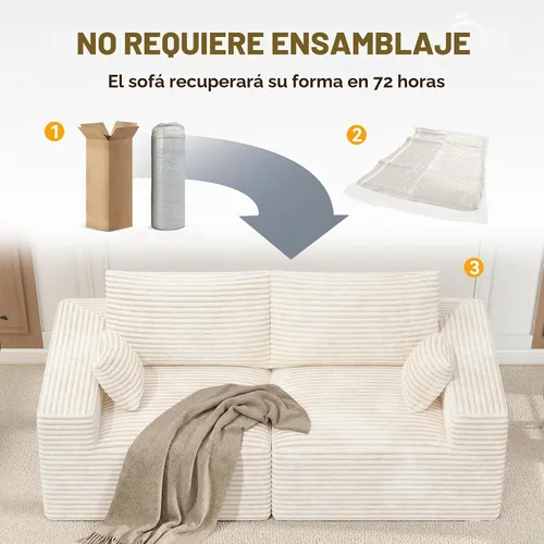 Vista 8 de Luxanimarion Sofá Loveseat, Sofás Cloud Sin Estructura para Sala de Estar, Sofá Seccional Modular de 2 Plazas, Extragrande, Chenille Beige