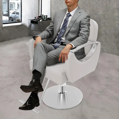 Vista 4 de Silla de peluquería para estilista Silla de peluquería hidráulica ajustable con giro giratorio de 360 grados para peluquería peluquería tatuaje