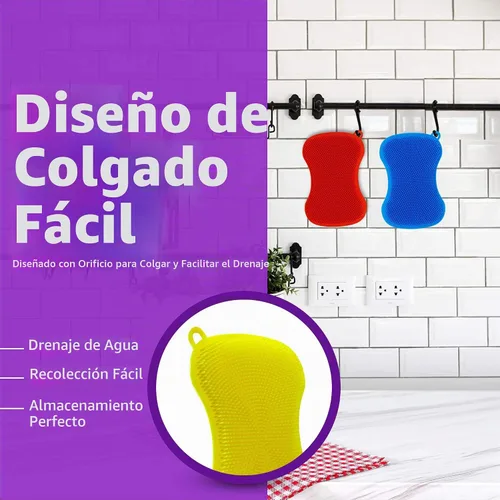 Vista 2 de Estropajo de Silicona para Lavar Platos de Cocina - Esponjas Mágicas de Grado Alimenticio Multiusos Mejores Esponjas Limpieza de Superficies