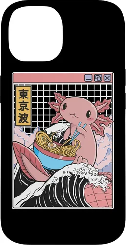 Vista 4 de Axolotl Eating Ramen Kanagawa Wave Kawaii Anime Vaporwave Case for iPhone 17