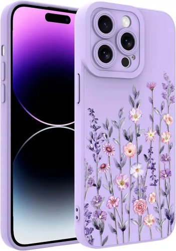 Vista 129 de Magnético para iPhone 13 con protector de pantalla [Compatible con MagSafe] Diseño de patrón floral de flores bonitas, funda delgada a prueba