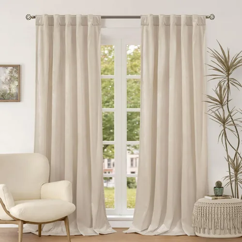 Vista 42 de BGment Cortinas de terciopelo rosa polvoriento, 2 paneles de 84 pulgadas, 2 paneles para sala de estar, aislamiento térmico de lujo, reducen