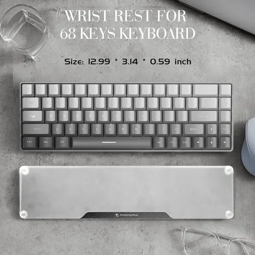 Vista 4 de Reposamuñecas de Acrílico para Teclado - Negro, Reposamuñecas Ergonómico de 68 Teclas para Teclado de Computadora Compacto-negro