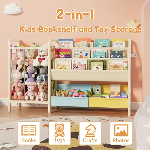 Vista 4 de B5 - Estantería infantil y almacenamiento de juguetes, estante para libros para habitaciones de niños, estantes para libros para niños pequeños
