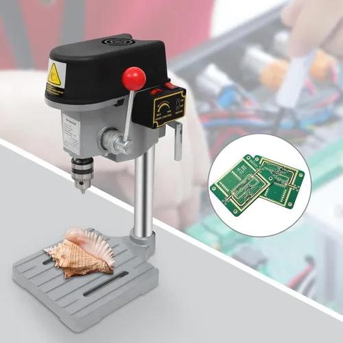 Vista 2 de Prensa de taladro eléctrico de 110 V 340 W, mini perforadora, taladro compacto de banco para perforar tablero de madera y plástico y tablero