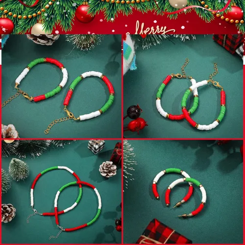 Vista 2 de Ferraycle Juego de 5700 cuentas de arcilla de otoño de Halloween, cuentas de arcilla de Navidad, kits de fabricación de joyas para pulseras, blanco