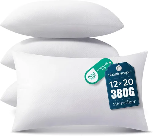Vista 11 de Phantoscope - Insertos de almohada, 100% poliéster hipoalergénico de fibra virgen, almohadas cuadradas para sofá, sillón, cama, 12x20 pulgadas