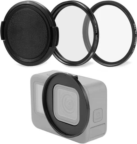 Vista 8 de PULUZ Anillo adaptador de filtro de lente UV de 2.047 in para GoPro HERO11 / Hero11 Mini / HERO10 / HERO9 adaptador de lente de cámara negro anillo