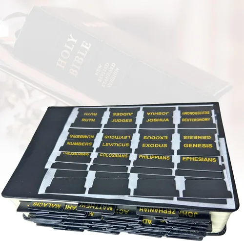 Vista 5 de Prriudy 88 pestañas de cuero de la Biblia, pestañas de índice bíblico para estudio de la Biblia, mujeres y hombres, 66 pestañas de la Biblia