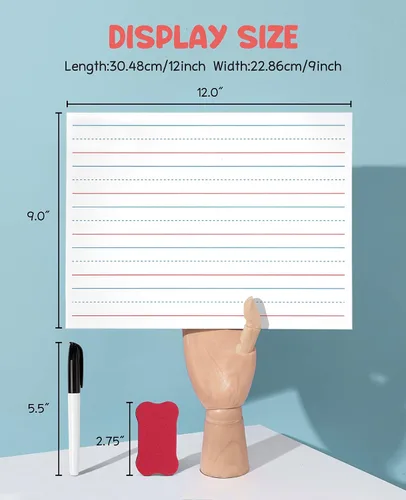 Vista 7 de GAMENOTE Paquete de 6 pizarras magnéticas de borrado en seco para niños, 9 x 12 pulgadas, de doble cara y pizarras blancas en blanco con marcadores