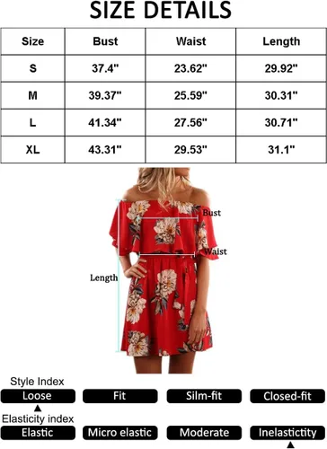 Vista 7 de mini vestido sin hombros, acampanado con pliegues, con mangas, estampado floral, estilo bohemio con cinto, para mujer.