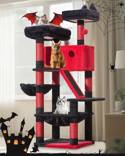 Vista 60 de Taoqimiao Árbol para gatos de 57.5 pulgadas, torre para gatos de interior para adultos, condominio extragrande para gatos, 8 postes rascadores