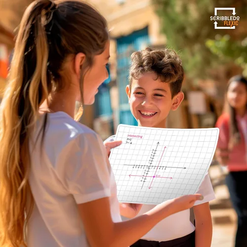 Vista 7 de SCRIBBLEDO Hojas de borrado en seco de rejilla grande de 11 x 14 pulgadas, hojas pequeñas de pizarra blanca para práctica de matemáticas Rejillas
