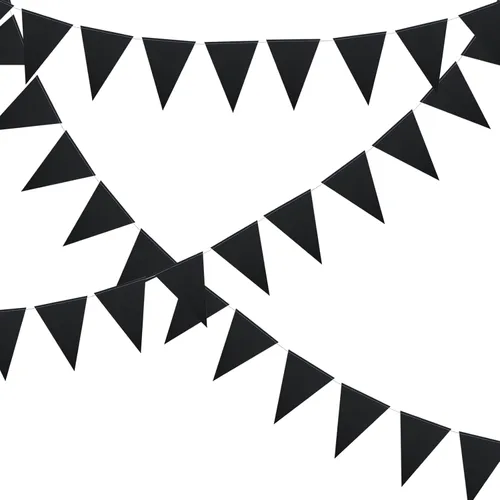 Vista 3 de Meetppy Banderines negros de 30 pies, 48 unidades, banderines de papel triangulares, banderines para gran apertura, decoración de boda, decoración