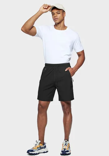 Vista 6 de Viodia Pantalones cortos de senderismo para hombre, elásticos, de secado rápido, ligeros, para hombre, pantalones cortos deportivos de pesca