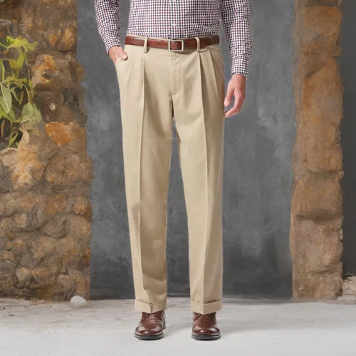 Vista 5 de Dockers - Pantalones para hombre, ajuste holgado, cómodos, caqui, plisados