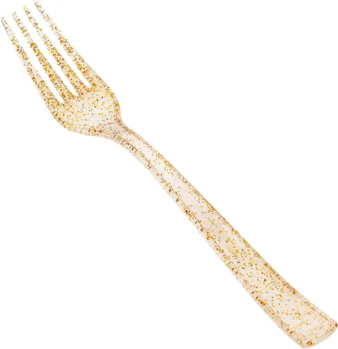Vista 12 de YOUBET 50 tenedores de plástico dorado – Tenedores de plástico resistentes – cubiertos desechables dorados sólidos y duraderos para fiestas, picnic