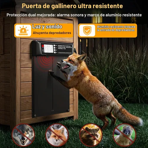 Vista 7 de Puerta automática tamaño grande del gallinero accionada solar - sensor