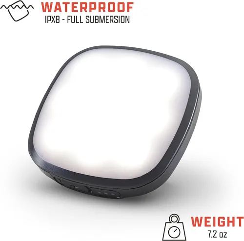 Vista 2 de AMPEX Luz de camping recargable de 300 lúmenes luz blanca con modo rojo - Interruptor de bloqueo - 200 horas de tiempo de funcionamiento con carga